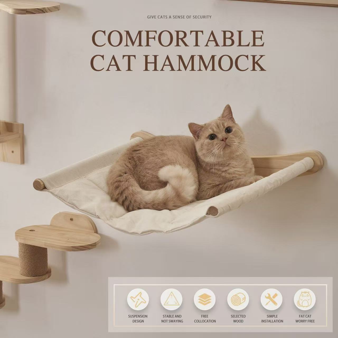 OnlyCat classic solid wood cat hammock